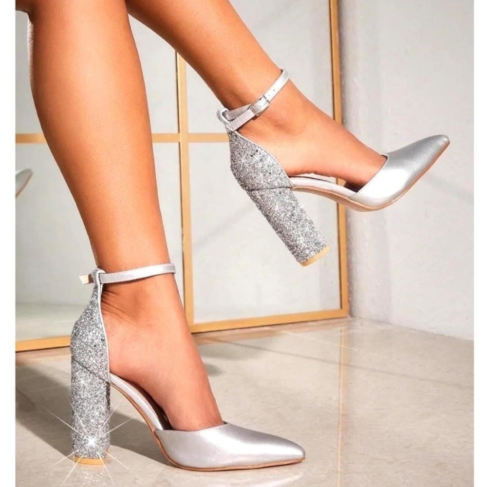 Silver Metallic Glitter Bridal Shoe
